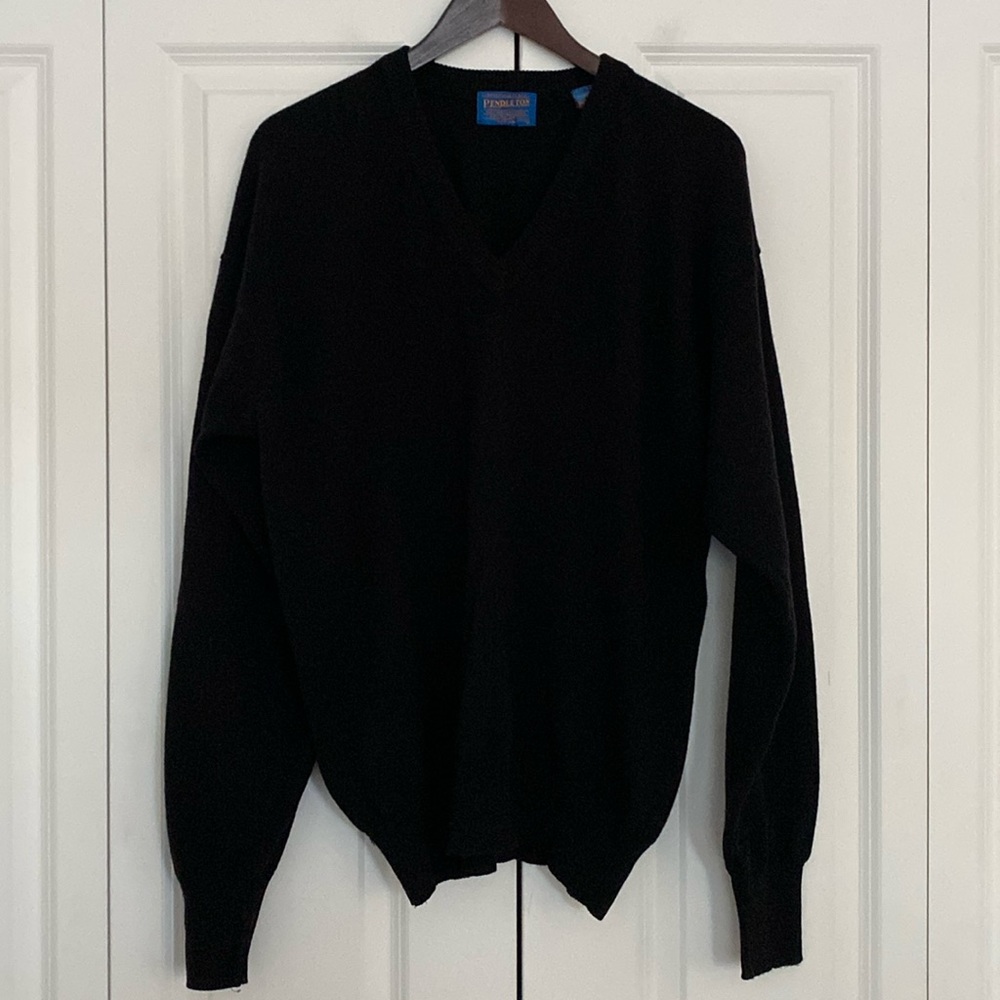 Pendleton Wool Grampa V- Neck Sweater Black Size … - image 1